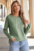 Raglan Long Sleeve Exposed Seam Detail Relaxed Fit Crew Neck Top